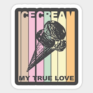 Vintage Retro True love Ice Cream Design Sticker